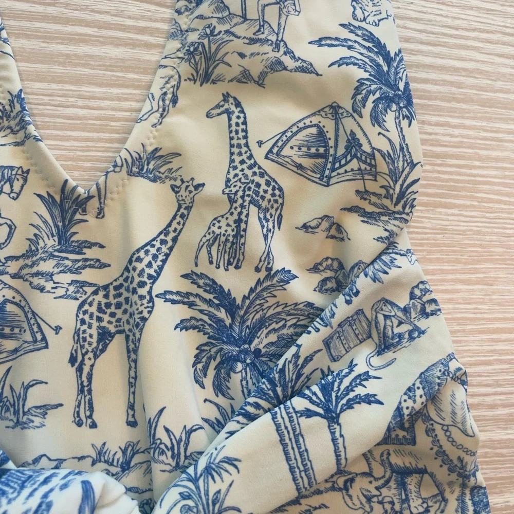 Tory Burch Blue and White Toile One-Piece Swimsuit - Picture 6 of 8